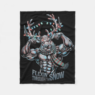 Flexen door de sneeuw grappige kerst gym workout fleece deken