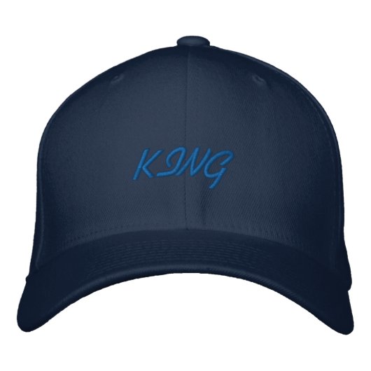 Flexfit Wol Navy Kleur King Tekst Geborduurde Pet (Voorkant)