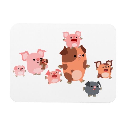 Flexibel magneet uit de Cartoon-varkensfamilie (Horizontaal)