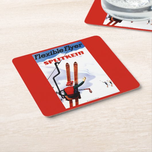 Flexibele brochure in Wooden Skis Promo Kartonnen Onderzetters (Schuin)