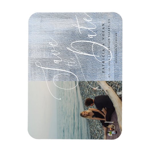 Flexibele fotomagneet met modern script voor bruil magneet (Verticaal)