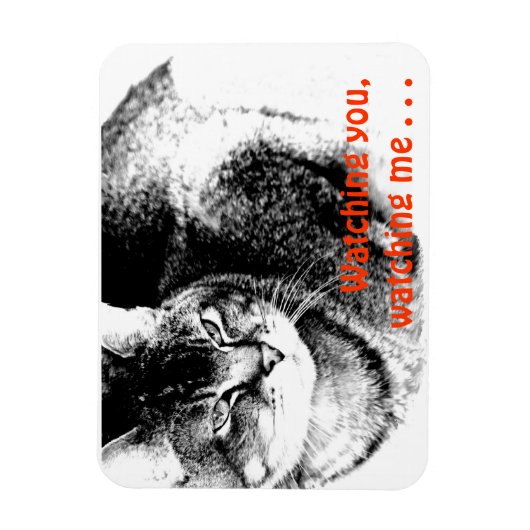Flexibele Fridge Magnet - Watchful Cat! Magneet (Verticaal)