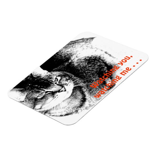 Flexibele Fridge Magnet - Watchful Cat! Magneet (Linkerzijde)