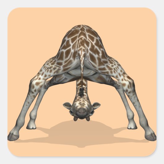 Flexibele Giraffe Vierkante Sticker (Voorkant)
