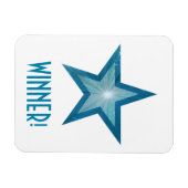 Flexibele magneet wit 'Winnaar!' Blue Star (Horizontaal)