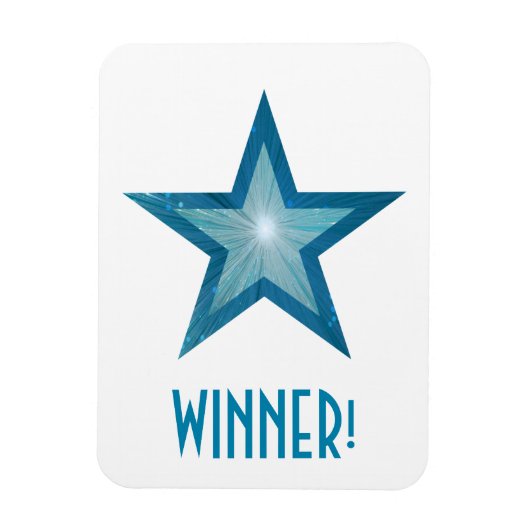 Flexibele magneet wit 'Winnaar!' Blue Star (Verticaal)