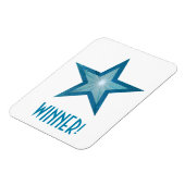 Flexibele magneet wit 'Winnaar!' Blue Star (Linkerzijde)