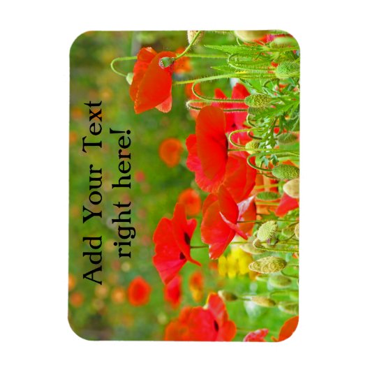 Flexibele magneten Voeg Jouw tekst Red Poppy Flowe (Verticaal)