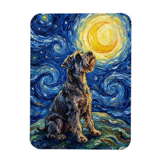 Flexibele Schildering van Schnauzer Starry Night Magneet (Verticaal)
