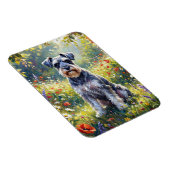 Flexibele Schnauzer in bloemenweide Magneet (Rechterzijde)