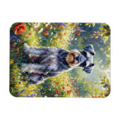 Flexibele Schnauzer in bloemenweide Magneet (Horizontaal)