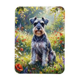 Flexibele Schnauzer in bloemenweide Magneet