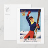 Flexible Flyer Pin-Up-Skiing-meisje Briefkaart (Voorkant / Achterkant)