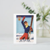 Flexible Flyer Pin-Up-Skiing-meisje Briefkaart (Staand voorkant)