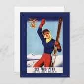 Flexible Flyer Pin-Up-Skiing-meisje Briefkaart (Voorkant / Achterkant)