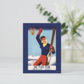 Flexible Flyer Pin-Up-Skiing-meisje Briefkaart (Staand voorkant)