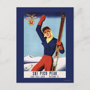 Flexible Flyer Pin-Up-Skiing-meisje Briefkaart