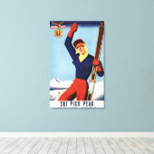Flexible Flyer Pin-Up-Skiing-meisje Canvas Afdruk (Insitu (Houten vloer))