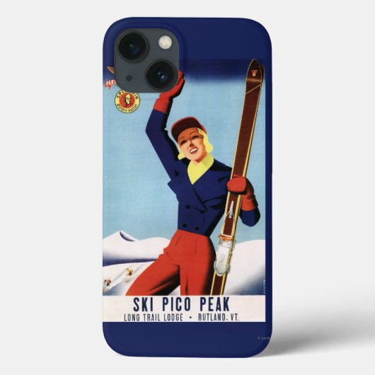 Flexible Flyer Pin-Up-Skiing-meisje Case-Mate iPhone Case (Achterkant)