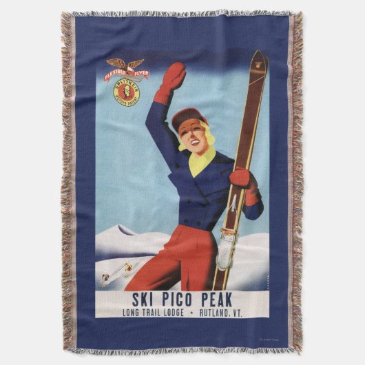 Flexible Flyer Pin-Up-Skiing-meisje Deken (Voorkant Verticaal)