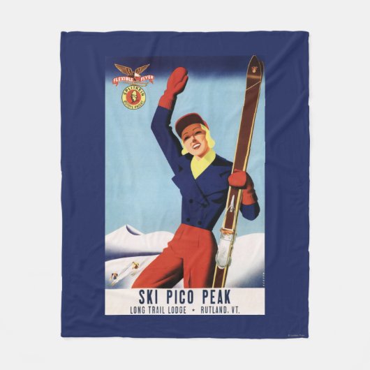 Flexible Flyer Pin-Up-Skiing-meisje Fleece Deken (Voorkant)