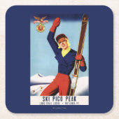 Flexible Flyer Pin-Up-Skiing-meisje Kartonnen Onderzetters (Voorkant)