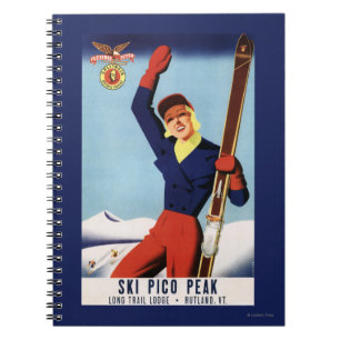 Flexible Flyer Pin-Up-Skiing-meisje Notitieboek