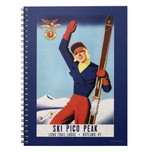 Flexible Flyer Pin-Up-Skiing-meisje Notitieboek (Voorkant)