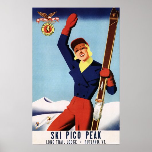 Flexible Flyer Pin-Up-Skiing-meisje Poster (Voorkant)