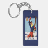Flexible Flyer Pin-Up-Skiing-meisje Sleutelhanger (Voorkant Links)