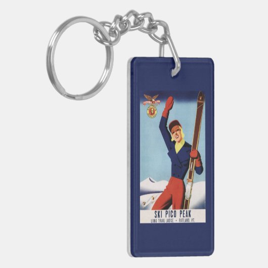 Flexible Flyer Pin-Up-Skiing-meisje Sleutelhanger (Voorkant Links)