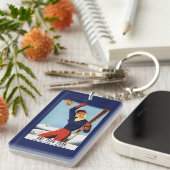 Flexible Flyer Pin-Up-Skiing-meisje Sleutelhanger (Voorkant Rechts)