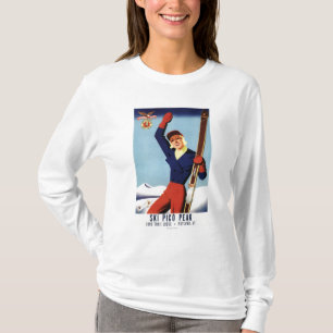 Flexible Flyer Pin-Up-Skiing-meisje T-shirt