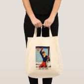 Flexible Flyer Pin-Up-Skiing-meisje Tote Bag (Voorkant (product))