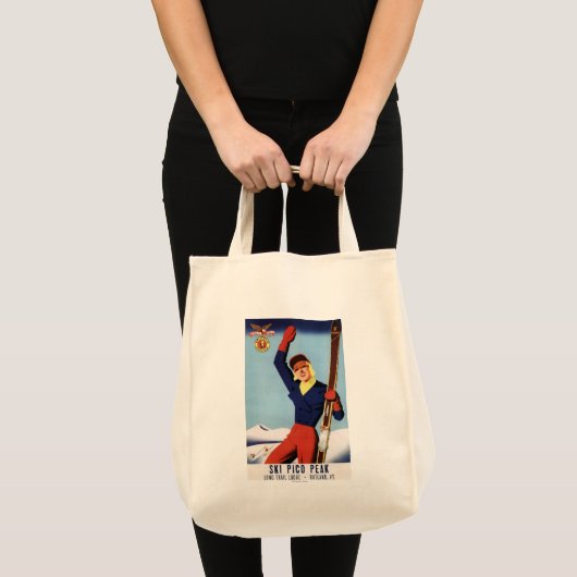 Flexible Flyer Pin-Up-Skiing-meisje Tote Bag (Voorkant (product))
