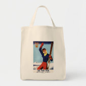Flexible Flyer Pin-Up-Skiing-meisje Tote Bag (Voorkant)