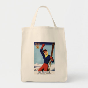 Flexible Flyer Pin-Up-Skiing-meisje Tote Bag