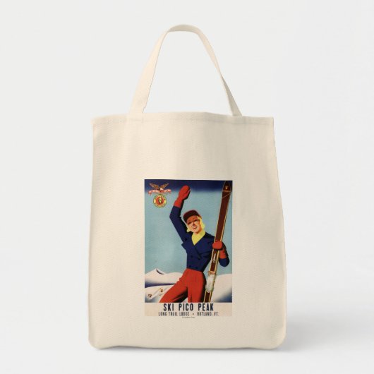 Flexible Flyer Pin-Up-Skiing-meisje Tote Bag (Voorkant)