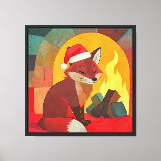 Flicker de Vos Kerst Haard Canvas Afdruk (Voorkant)