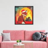 Flicker de Vos Kerst Haard Canvas Afdruk (Insitu (Woonkamer))