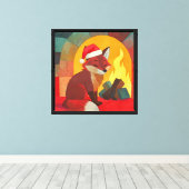 Flicker de Vos Kerst Haard Canvas Afdruk (Insitu (Houten vloer))