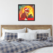 Flicker de Vos Kerst Haard Canvas Afdruk (Insitu (Slaapkamer))