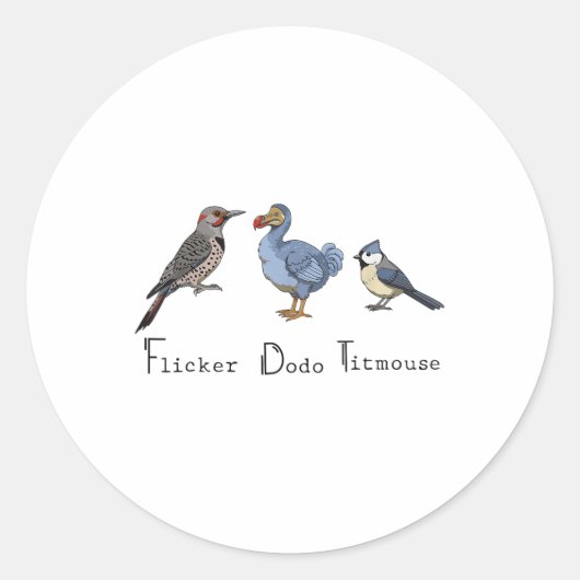 Flicker Dodo Titmouse Grappig Ronde Sticker (Voorkant)