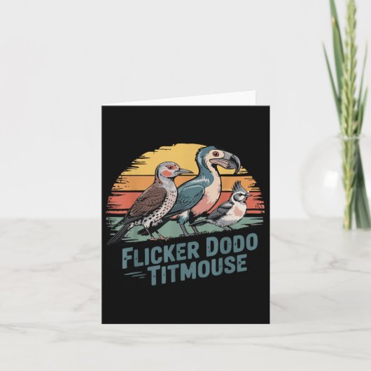 Flicker Dodo Titmouse Grappige Retro Vogelliefhebb Kaart (Voorkant)