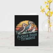 Flicker Dodo Titmouse Grappige Retro Vogelliefhebb Kaart (Gele Bloem)