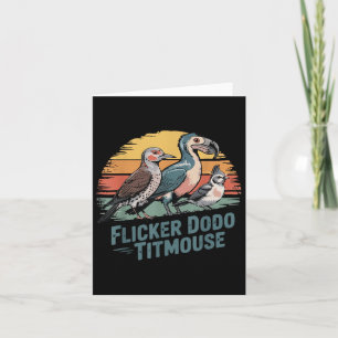 Flicker Dodo Titmouse Grappige Retro Vogelliefhebb Kaart