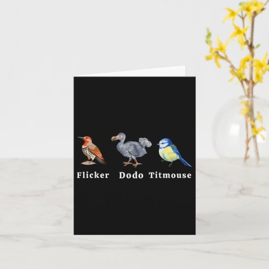 Flicker Dodo Titmouse Kaart (Gele Bloem)