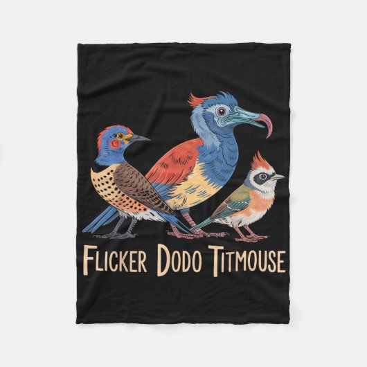 Flicker Dodo Titmouse Vogelliefhebbers Grappig Gra Fleece Deken (Voorkant)