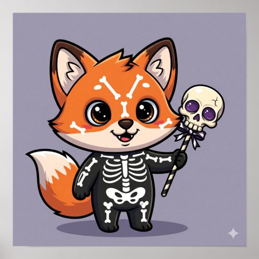 Flicker the Fox beroemd gemaakt door Halloween Ske Poster (Voorkant)