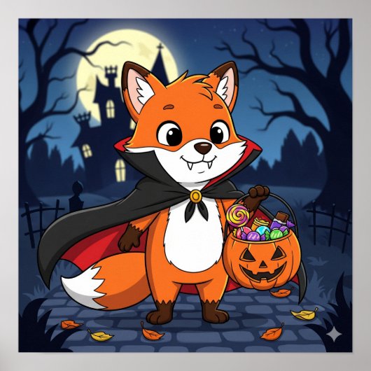 Flicker the Fox beroemd gemaakt door Halloween Vam Poster (Voorkant)